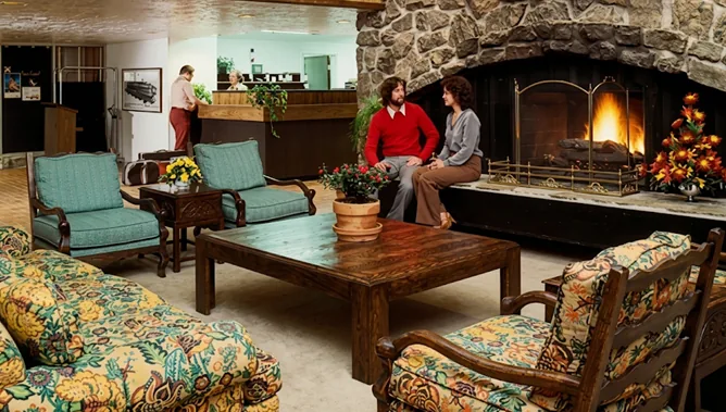 The lobby of the Alpenrose hotel and Les Saisons restaurant