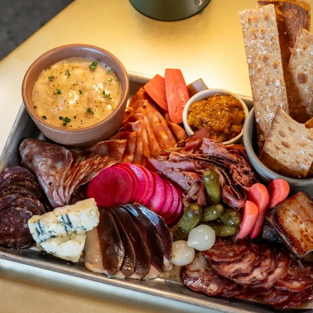 Grazing platter with charcuterie and accompaniments