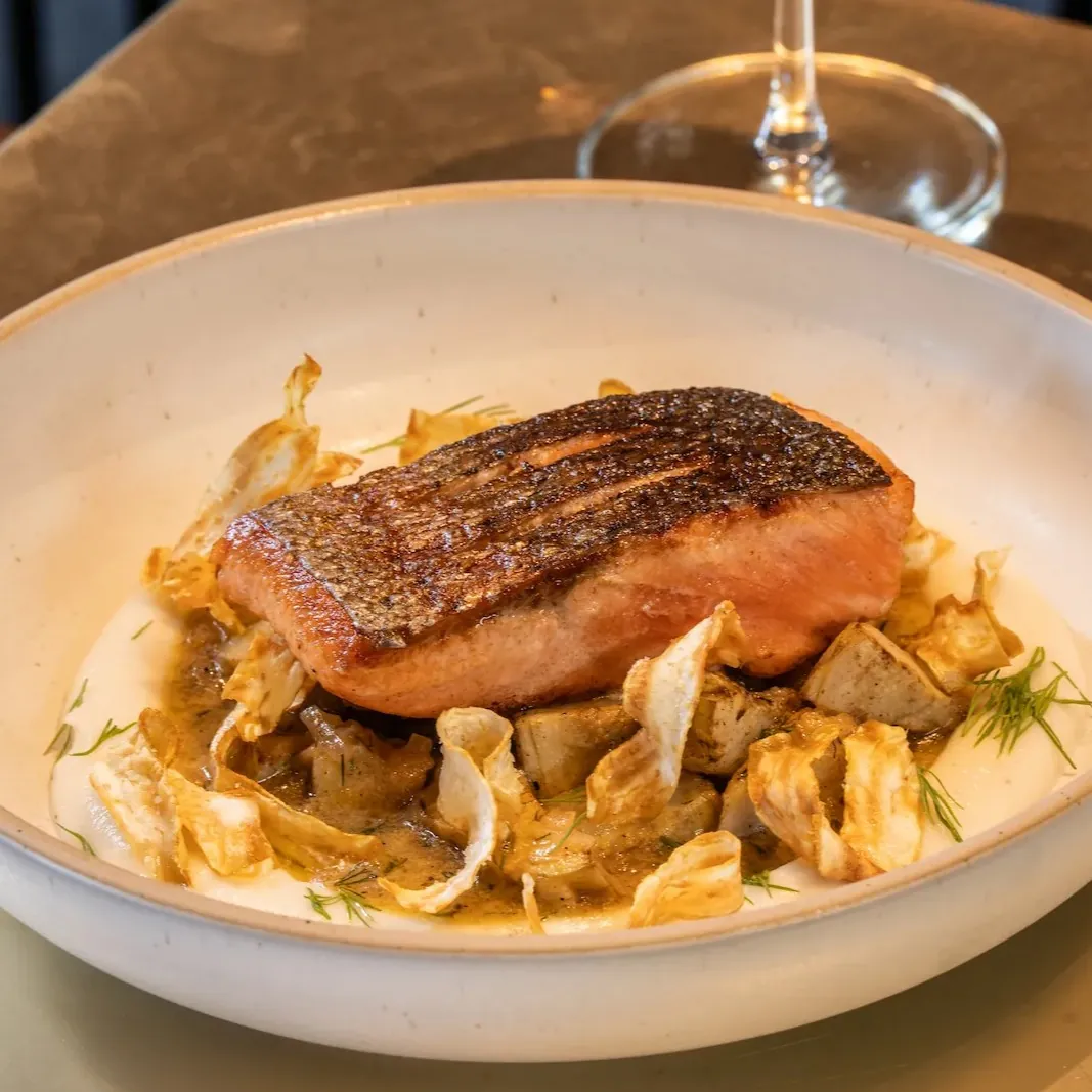 Steelhead fish dish from the Timbers menu